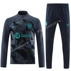 2023-24  Barcelona Black&Gray Thailand Tracksuit Uniform-4627