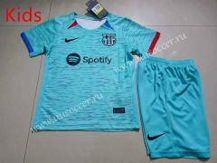 2023-2024 Barcelona 2nd Away Blue Kid/Youth Soccer Uniform-507
