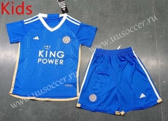 2023-24 Leicester City Home Blue  Youth/Kids Soccer Uniform-8679