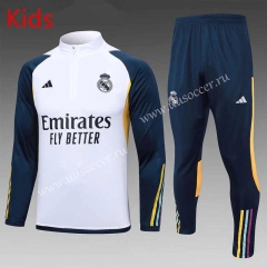 2023-2024 Real Madrid White Kids/Youth Soccer Tracksuit-411
