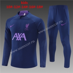 2023-24 Liverpool Purple  Kids/Youth Soccer Tracksuit-411