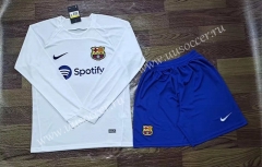 2023-2024 Barcelona Away White LS Thailand Soccer Uniform AAA-709