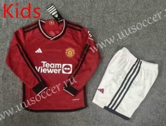2023-24 Manchester United Home Red  LS Soccer kids  Uniform-6748
