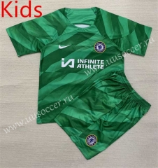 2023-24 Chelsea Goalkeeper Green Kid/Youth Soccer Uniform-AY