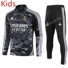 23-24 Real Madrid Black  Kids/Youth Soccer Tracksuit-GDP