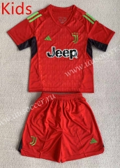 2023-24 Juventus Goalkeeper Red kids Soccer Uniform-AY