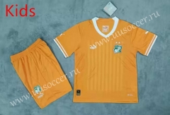 2023-2024 Cote d'Ivoire  Home Orange Kids/Youth Soccer Unifrom-3454