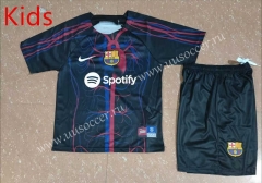 2023-24 Jointly-Designed Barcelona Black Kid/Youth Soccer Uniform-507