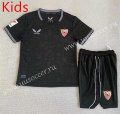 2023-2024 Sevilla Goalkeeper Black  Kids/Youth Soccer Uniform-AY