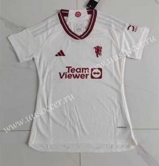 2023-24 Manchester United 2nd Away White Thailand Female Soccer Jersey AAA-708