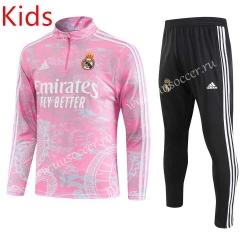 23-24 Real Madrid Pink Kids/Youth Soccer Tracksuit-GDP