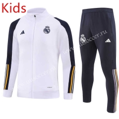 2023-2024 Real Madrid White Kids/Youth Soccer Jacket Uniform-GDP