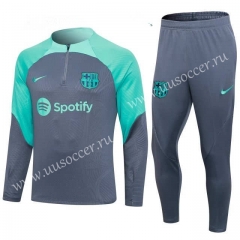 2023-2024 Barcelona Gray Thailand Soccer kids Tracksuit Uniform-411