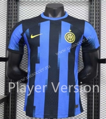 (Wwithout ads )Player Version 23-24  Inter Milan Home Blue&Black Thailand Soccer Jersey AAA-888
