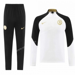 (Without Brand Logo) 2023-2024 Chelsea White Thailand Soccer Tracksuit-LH