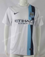 Retro Version 2013-2014 Manchester City 2nd Away White Thailand Soccer Jersey AAA-503