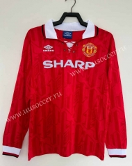 Retro Version 1992-1994 Manchester United Home Red LS Thailand Soccer Jersey AAA-811