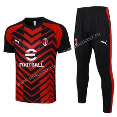 2023-2024 AC Milan Red&Black Thailand Short-sleeved Tracksuit-815