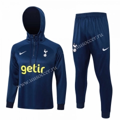 2023-24 Tottenham Hotspur Royal Blue Thailand Soccer Tracksuit Uniform With Hat-4627