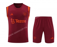 2023-2024 Manchester United Red Thailand Training Soccer Vest Uniform-418