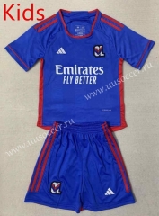2023-24 Olympique Lyonnais Away Blue Kids/Youth Soccer Uniform-AY