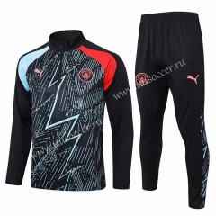 2023-2024 Manchester City Black Inkjet Thailand Soccer Tracksuit Uniform-815