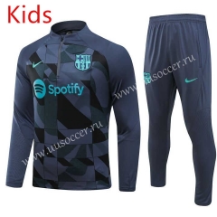 2023-2024 Barcelona Gray Thailand Soccer kids Tracksuit Uniform-411