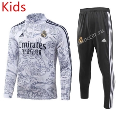 2023-2024 Real Madrid Special Version Bluish Cyan Kids/Youth Soccer Tracksuit-GDP