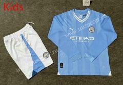 2023-2024 Manchester City Home Blue Kid/Youth Soccer Long Sleeve Uniform-6748