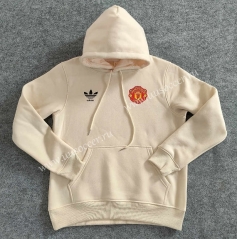 Manchester United Creamy White Thailand Soccer Tracksuit Fleece-lined With Hat-CS