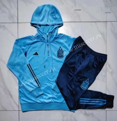 2023-2024 Argentina Light Blue Thailand Soccer Tracksuit With Hat-815