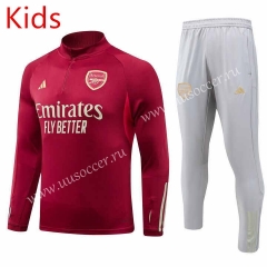 2023-2024 Arsenal Dark Red Kids/Youth Soccer Tracksuit -GDP
