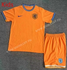 23-24 Netherlands Home Orange Kids/Youth Soccer Uniform-709
