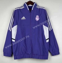 (S-3XL) 2024-2025 Real Madrid  Purple Thailand Trench Coat With Hat-0255