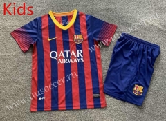 Retro Version 13-14 Barcelona Home Red&Blue Kids/Youth Soccer Uniform-7809