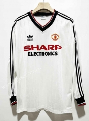 Retro Version 82-83 Manchester United Away White LS Thailand Soccer Jersey AAA-7505