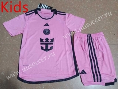 2024-2025 Inter Miami CF Home Pink Kids/Youth Soccer Uniform-507
