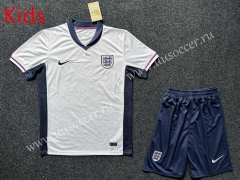 2024-25  England Home White Kids/Youth Soccer Uniform--GB