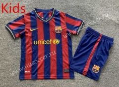 Retro Version 09-10 Barcelona Home Red&Blue Kids/Youth Soccer Uniform-7809