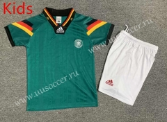 Retro Version 1992 Germany Away Green Kids/Youth Soccer Uniform-7809