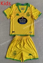 2023-24 Deportivo La Coruña Away  Yellow Kids/Youth Soccer Uniform-AY