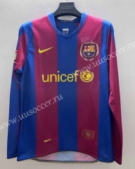 Retro Version 07-08 Barcelona Home Red&Blue LS Thailand Soccer Jersey AAA-9268