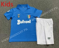 Retro Version 87-88 Napoli Home Blue Kid/Youth Soccer Uniform-7809
