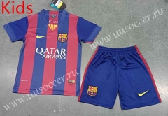 Retro Version 14-15 Barcelona Home Red&Blue Kids/Youth Soccer Uniform-8679
