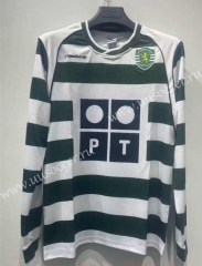 Retro Version 01-03 Sporting Clube de Portugal White&Green Thailand LS Soccer Jersey AAA-9268