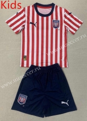 2023-24 Club Chivas Tapatio Home Red&White kids  Soccer Uniform-AY