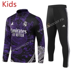 2023-2024 Real Madrid Special Version Purple Kids/Youth Soccer Tracksuit-815