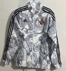 (S-3XL) 2024-2025 Real Madrid Dragon Design White Reversible Thailand Trench Coats -0255