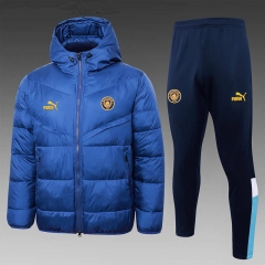 2023-2024 Manchester City Bright Blue Golden Logo Cotton Suit With Hat-815