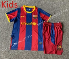 Retro Version 10-11 Barcelona Home Red&Blue Kids/Youth Soccer Uniform-7809